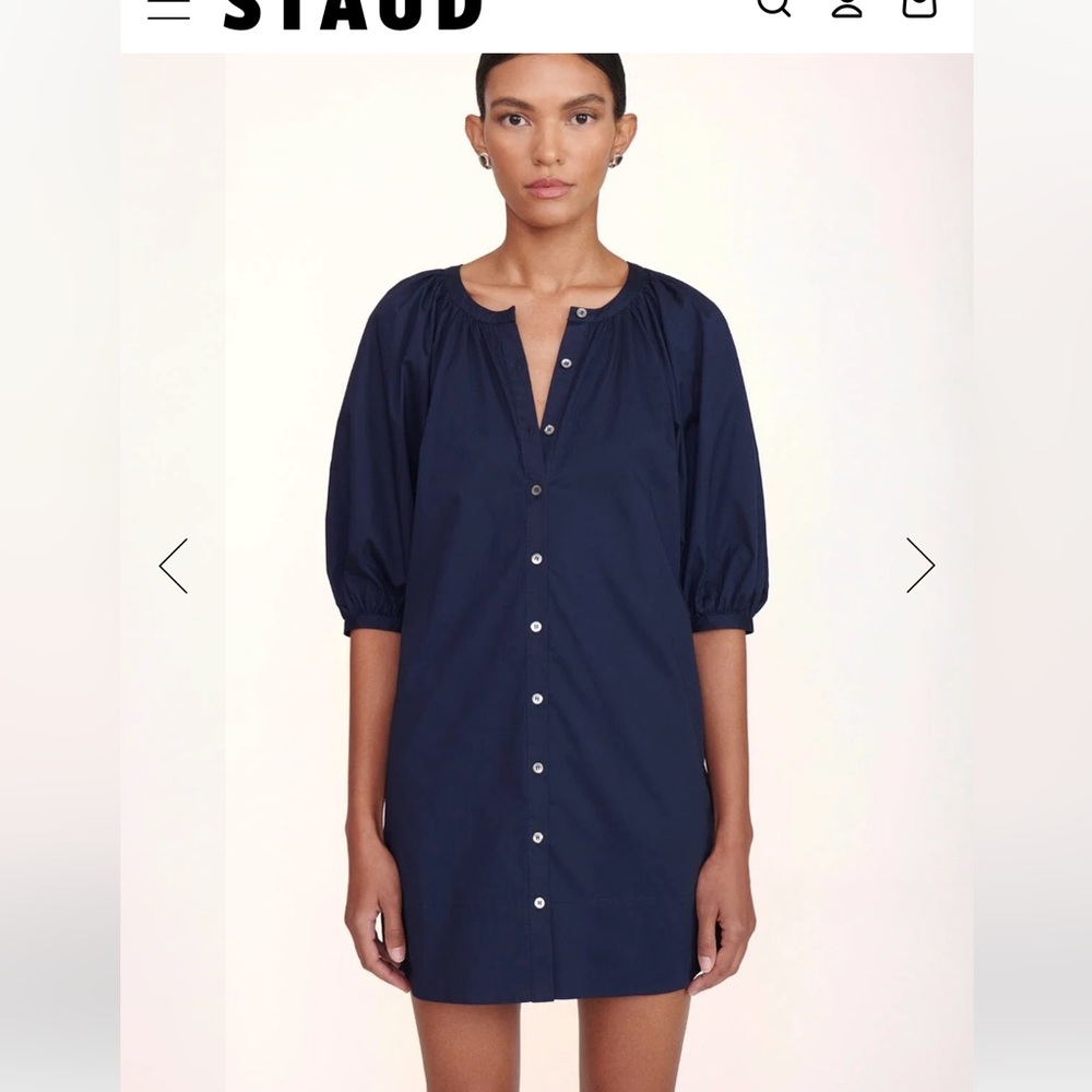 STAUD Mini Vincent Dress in Navy NWT